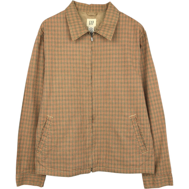 90'S GAP Old Gap Check Pattern Swing Top Sport Jacket Men's Size L (approx.) Vintage cotton Beige type Vintage Second Hand