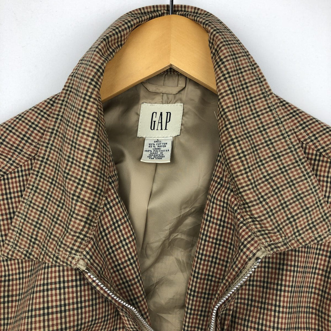 90'S GAP Old Gap Check Pattern Swing Top Sport Jacket Men's Size L (approx.) Vintage cotton Beige type Vintage Second Hand