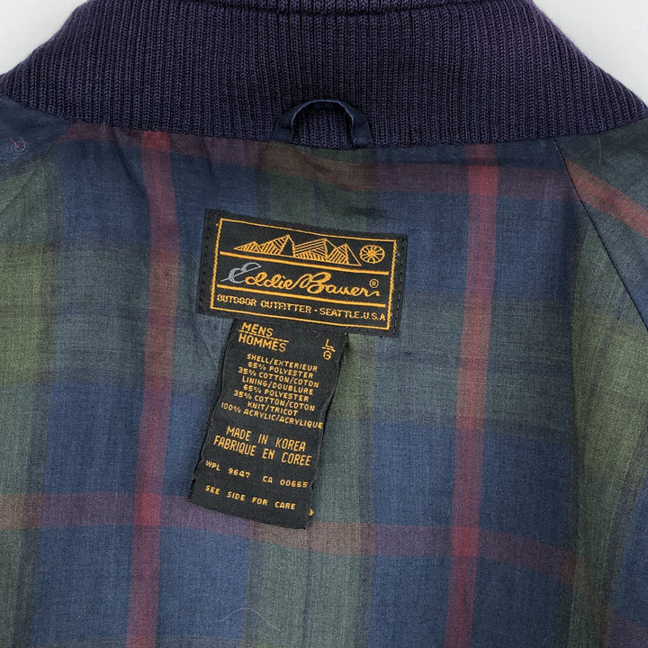 80s-90'S Eddie Bauer Harrington Jacket, Swing Top, Black Tag, Men's Size L (Equivalent), Vintage polyester navy blue type Vintage Second Hand