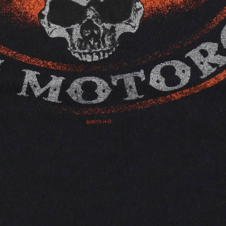Harley-Davidson Skull Pattern Skull Wing Motorcycle Bike T-shirt Men's L size cotton black type Vintage Second Hand