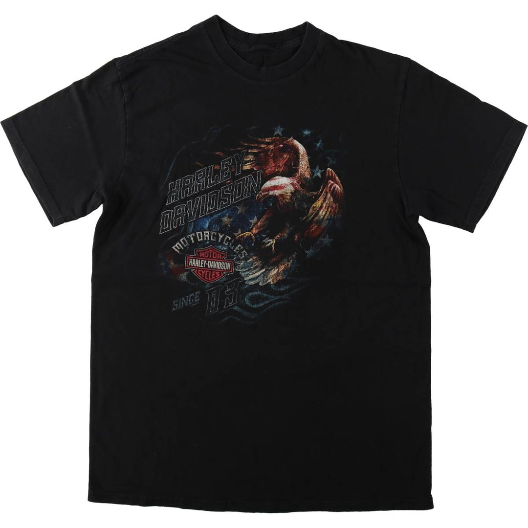 Harley-Davidson Eagle Pattern Stars and Stripes Motorcycle Bike T-shirt Men's XL unclear black type Vintage Second Hand