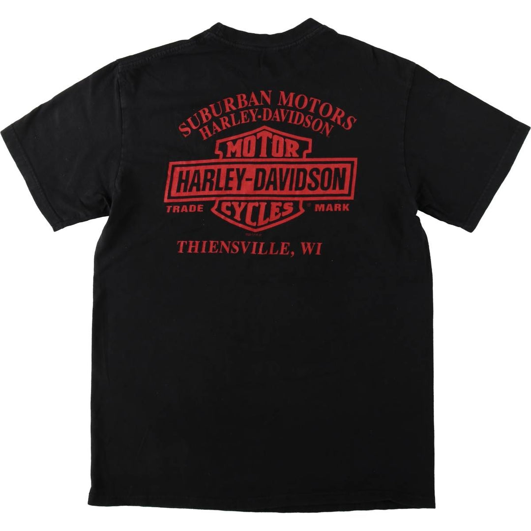 Harley-Davidson Eagle Pattern Stars and Stripes Motorcycle Bike T-shirt Men's XL unclear black type Vintage Second Hand