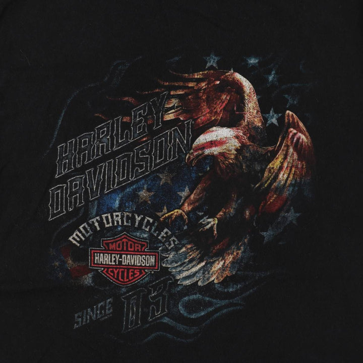 Harley-Davidson Eagle Pattern Stars and Stripes Motorcycle Bike T-shirt Men's XL unclear black type Vintage Second Hand