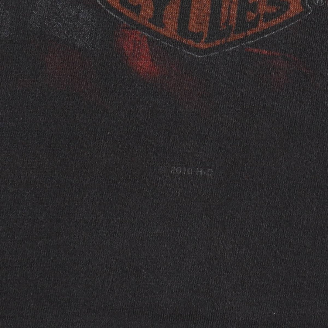 Harley-Davidson Motorcycle T-Shirt, Made in USA, Men's Size L (equivalent), Double-Sided Print cotton black type Vintage Second Hand