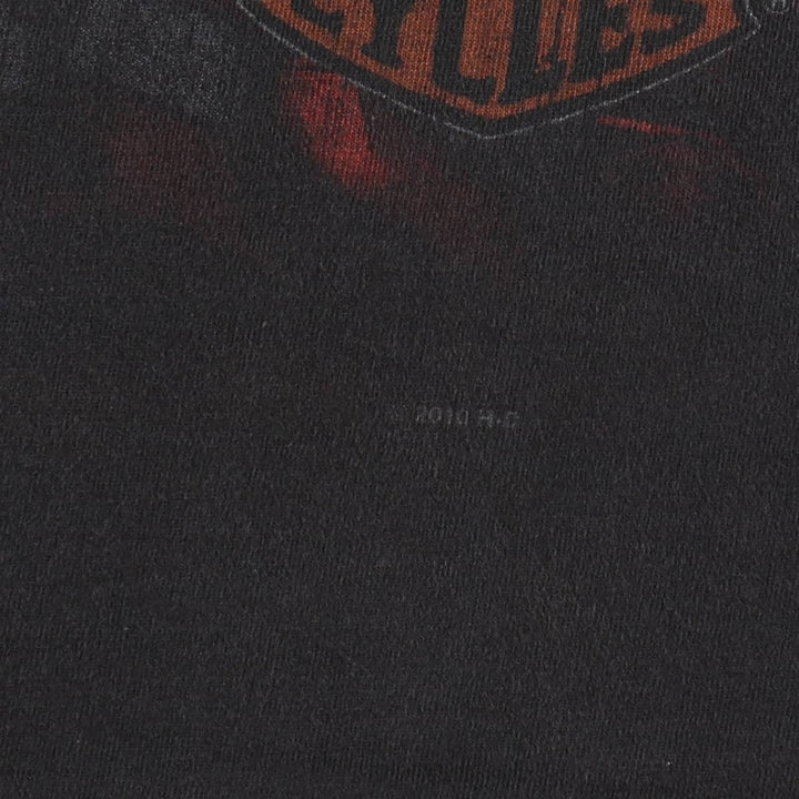 Harley-Davidson Motorcycle T-Shirt, Made in USA, Men's Size L (equivalent), Double-Sided Print cotton black type Vintage Second Hand