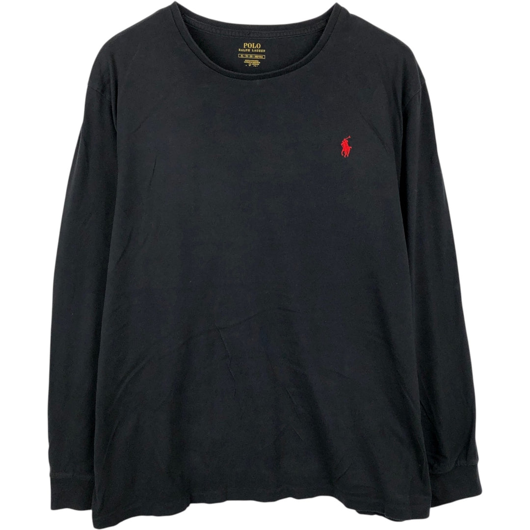 Ralph Lauren POLO RALPH LAUREN long-sleeved T-shirt, men's size XL cotton black type Vintage Second Hand