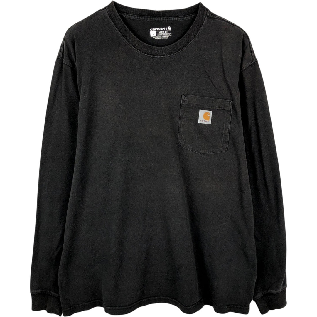 Carhartt Loose Fit Solid Pocket Long T-Shirt, Men's Size L cotton black type Vintage Second Hand