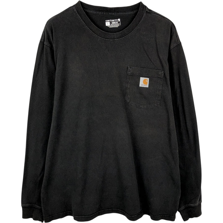 Carhartt Loose Fit Solid Pocket Long T-Shirt, Men's Size L cotton black type Vintage Second Hand