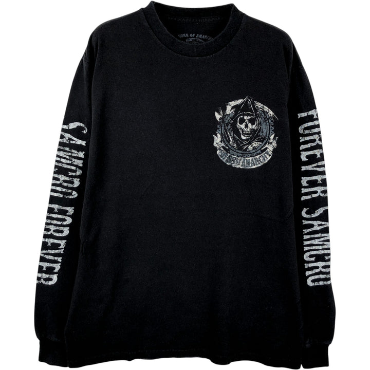 SONS OF ANARCHY Skull Pattern Movie Long-Sleeve T-Shirt (Men's Size M) cotton black type Vintage Second Hand