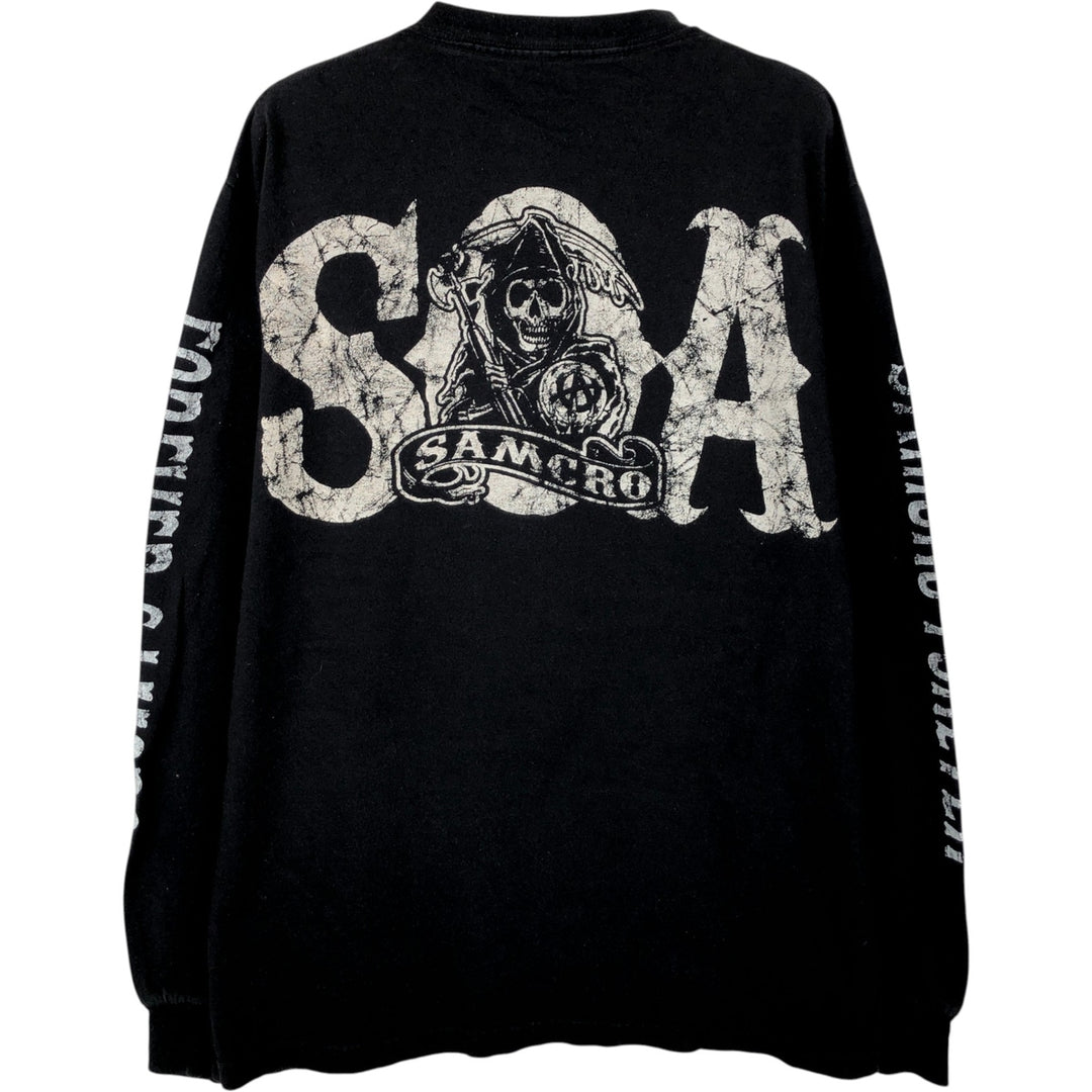 SONS OF ANARCHY Skull Pattern Movie Long-Sleeve T-Shirt (Men's Size M) cotton black type Vintage Second Hand