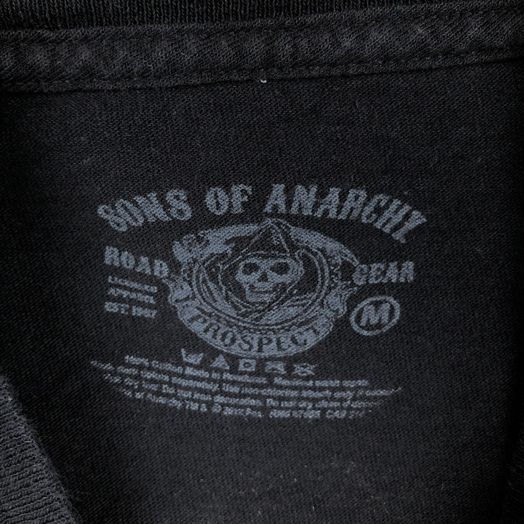 SONS OF ANARCHY Skull Pattern Movie Long-Sleeve T-Shirt (Men's Size M) cotton black type Vintage Second Hand