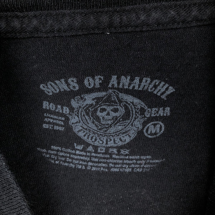 SONS OF ANARCHY Skull Pattern Movie Long-Sleeve T-Shirt (Men's Size M) cotton black type Vintage Second Hand