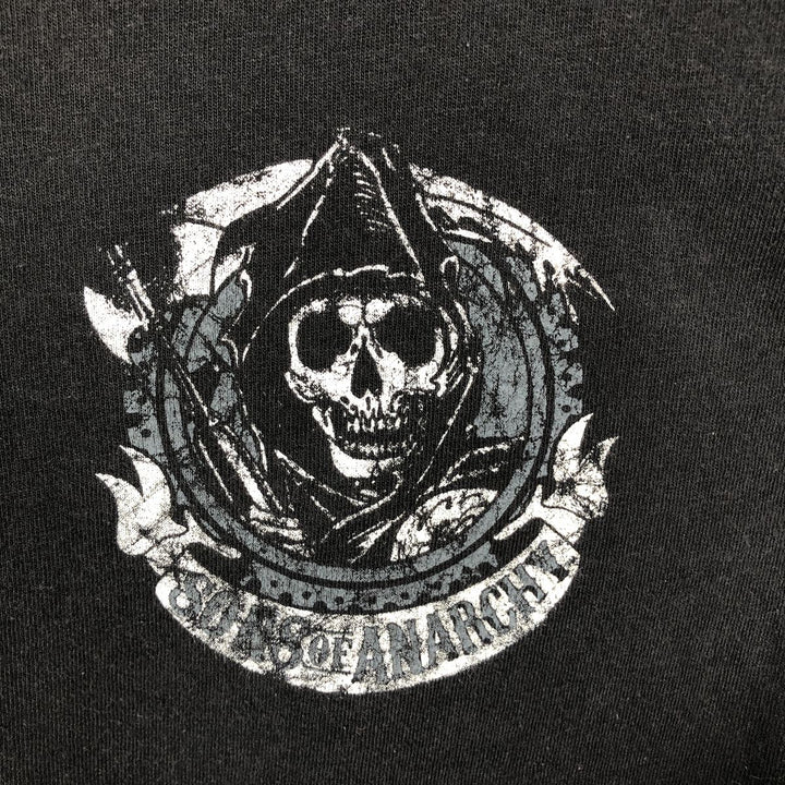 SONS OF ANARCHY Skull Pattern Movie Long-Sleeve T-Shirt (Men's Size M) cotton black type Vintage Second Hand