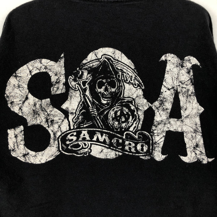 SONS OF ANARCHY Skull Pattern Movie Long-Sleeve T-Shirt (Men's Size M) cotton black type Vintage Second Hand