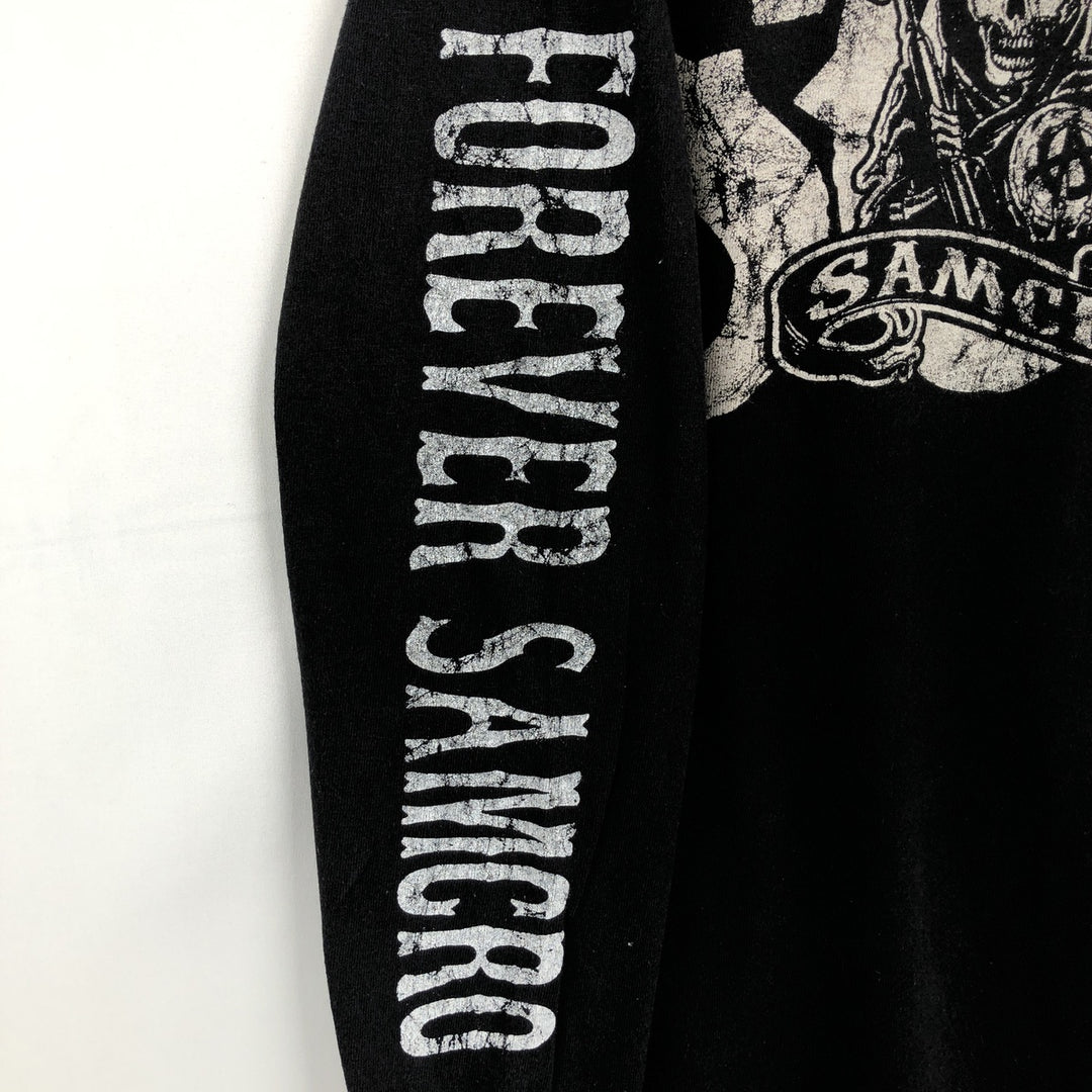 SONS OF ANARCHY Skull Pattern Movie Long-Sleeve T-Shirt (Men's Size M) cotton black type Vintage Second Hand