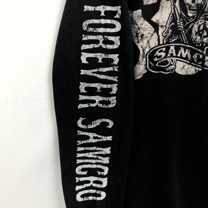 SONS OF ANARCHY Skull Pattern Movie Long-Sleeve T-Shirt (Men's Size M) cotton black type Vintage Second Hand