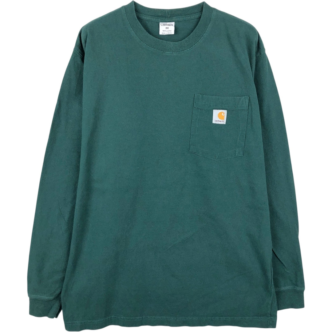 Carhartt Solid Pocket Long T-Shirt, Men's Size Medium cotton green type Vintage Second Hand