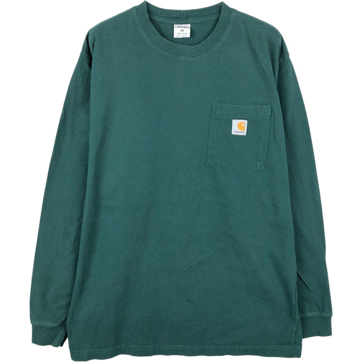 Carhartt Solid Pocket Long T-Shirt, Men's Size Medium cotton green type Vintage Second Hand