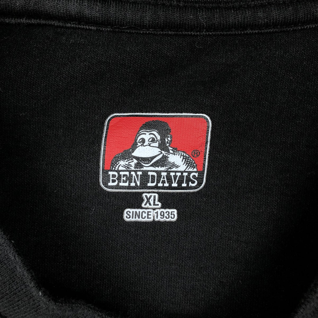 Ben Davis plain pocket long-sleeved T-shirt, men's size XL. cotton black type Vintage Second Hand