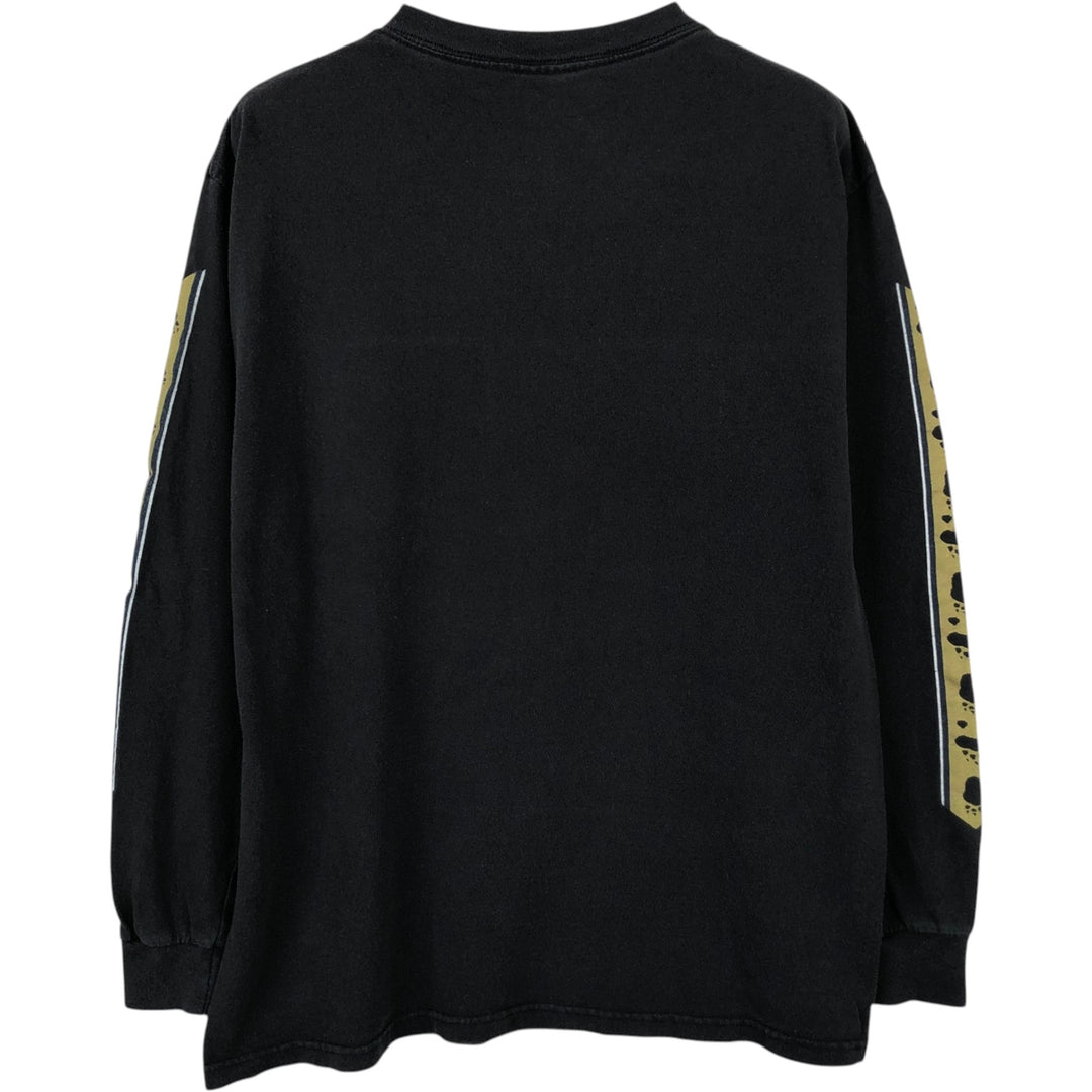 2000'S Delta Bear Pattern Long-Sleeve T-Shirt (Men's Size L) cotton black type Vintage Second Hand