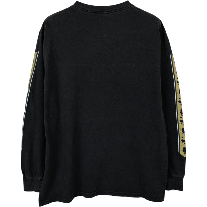 2000'S Delta Bear Pattern Long-Sleeve T-Shirt (Men's Size L) cotton black type Vintage Second Hand
