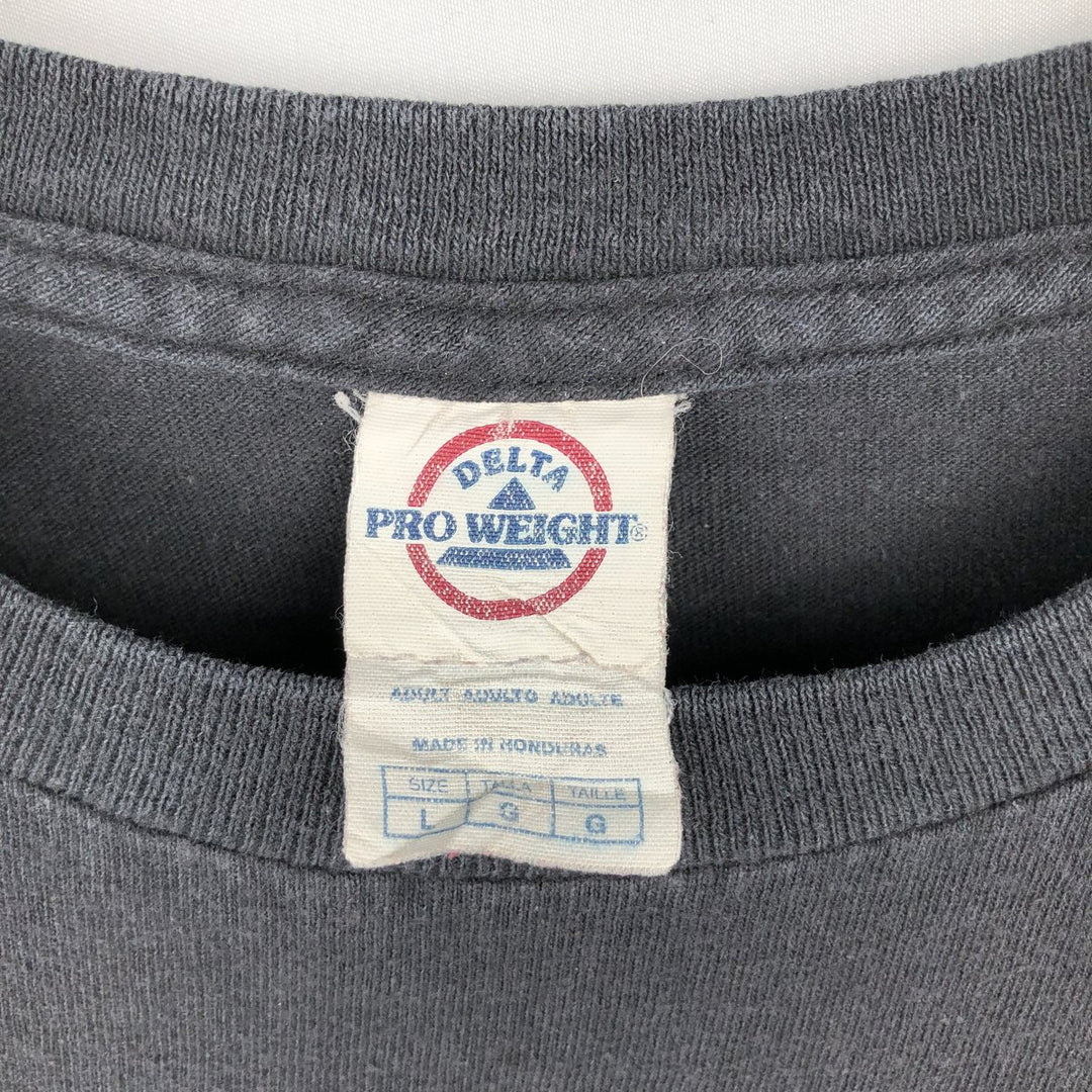 2000'S Delta Bear Pattern Long-Sleeve T-Shirt (Men's Size L) cotton black type Vintage Second Hand