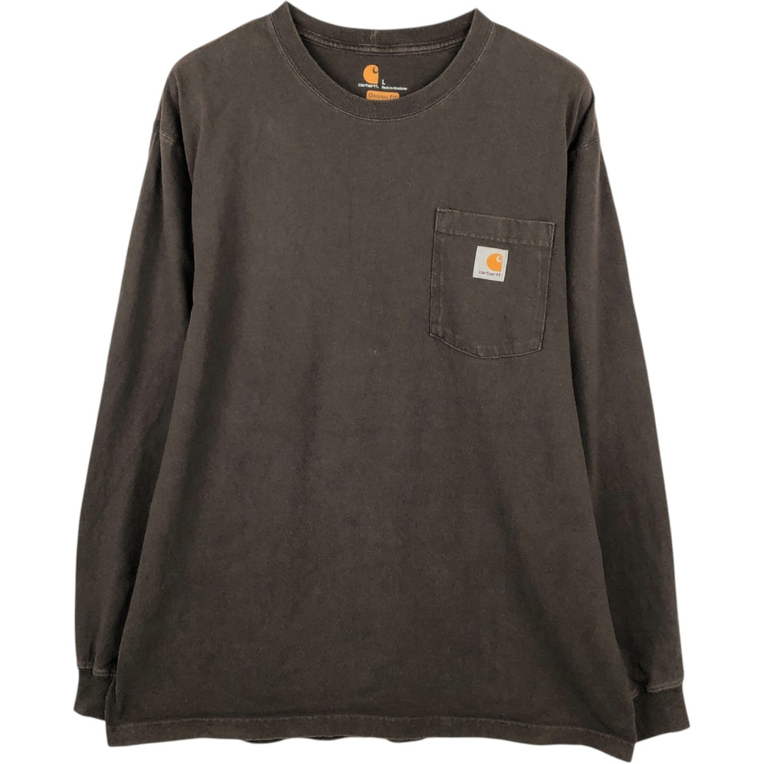 Carhartt Original Fit Long Sleeve T-Shirt, Men's Size L cotton brown type Vintage Second Hand