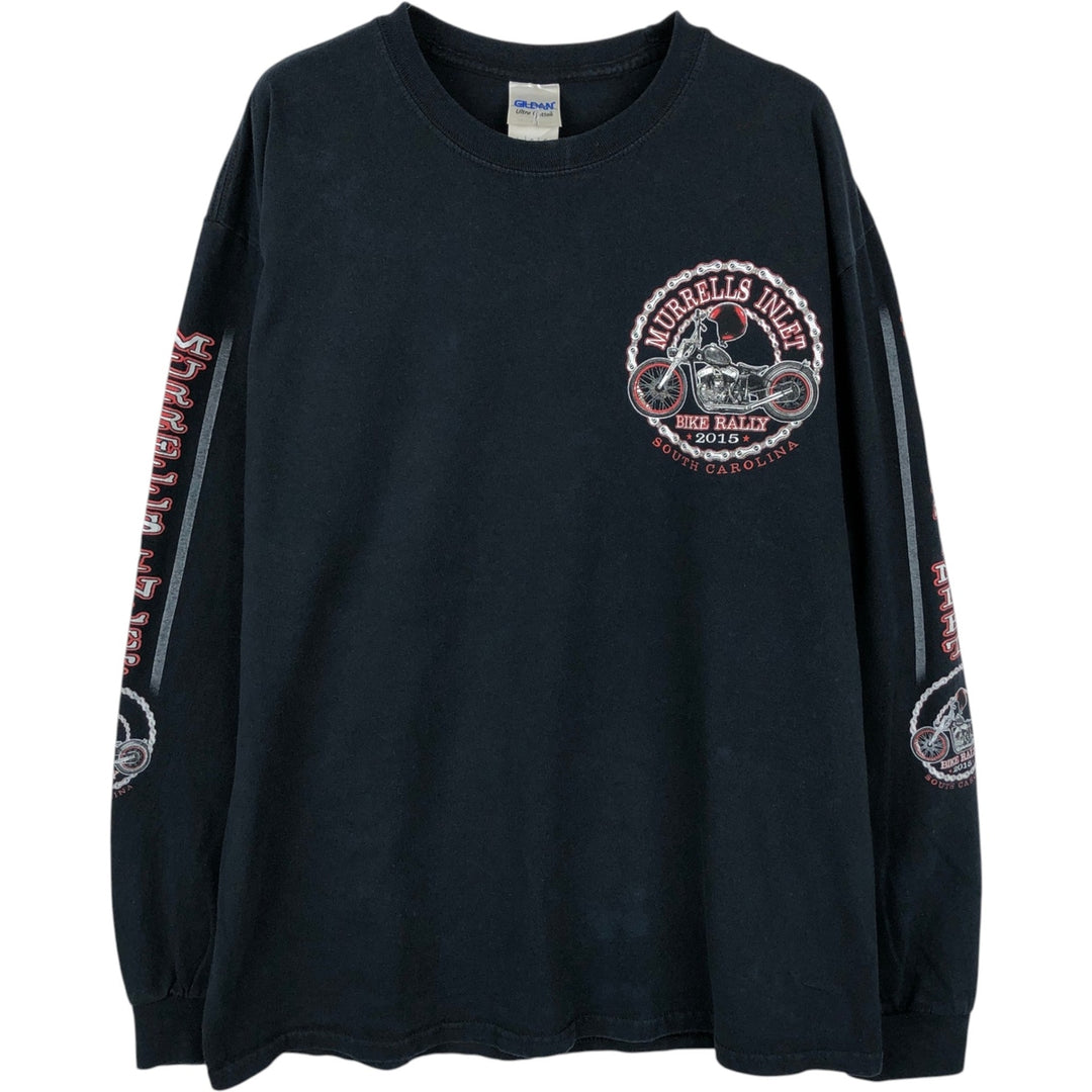 Gildan Men's Long Sleeve T-Shirt (Size L) cotton black type Vintage Second Hand