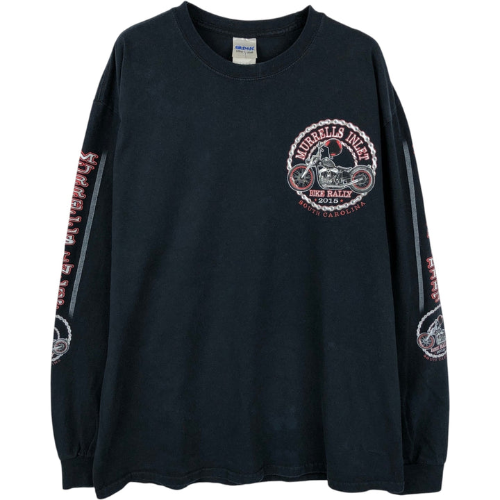 Gildan Men's Long Sleeve T-Shirt (Size L) cotton black type Vintage Second Hand