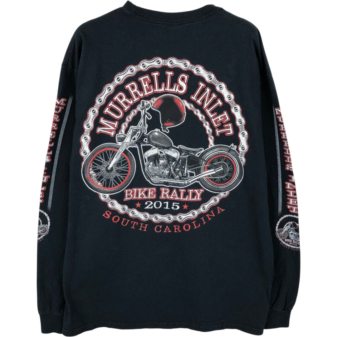 Gildan Men's Long Sleeve T-Shirt (Size L) cotton black type Vintage Second Hand