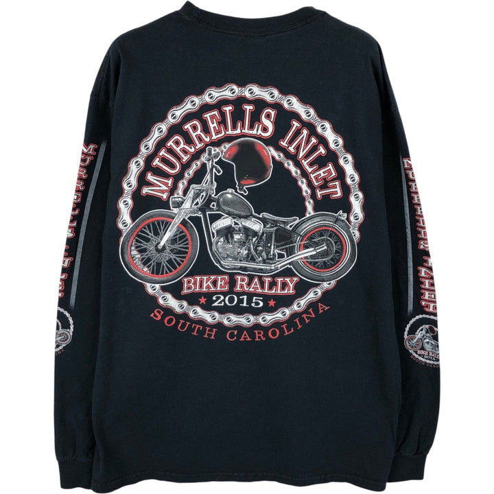 Gildan Men's Long Sleeve T-Shirt (Size L) cotton black type Vintage Second Hand