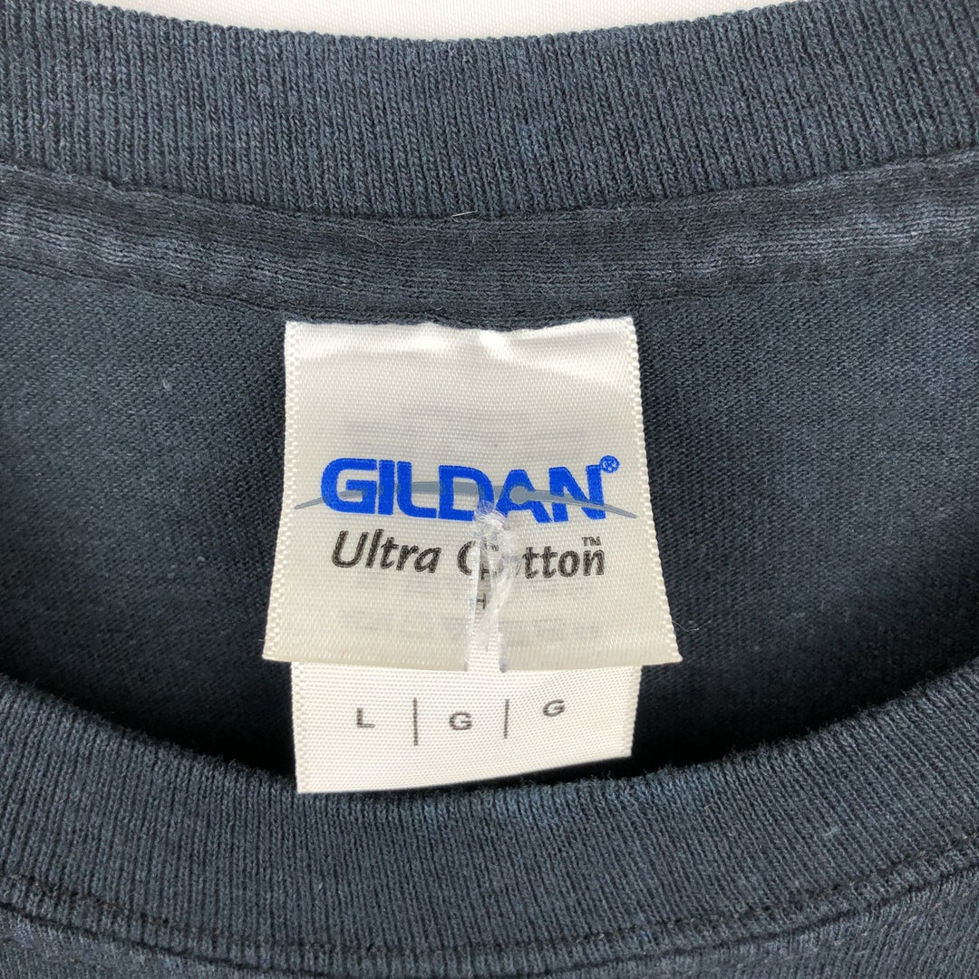 Gildan Men's Long Sleeve T-Shirt (Size L) cotton black type Vintage Second Hand