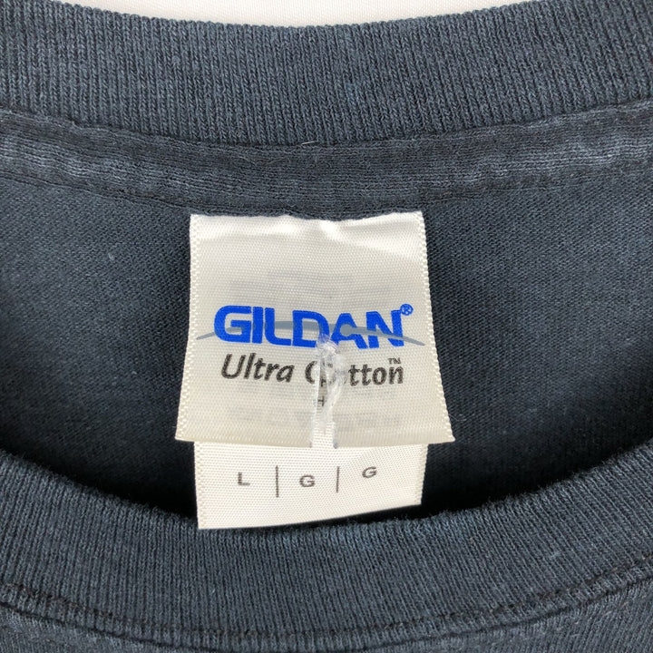 Gildan Men's Long Sleeve T-Shirt (Size L) cotton black type Vintage Second Hand