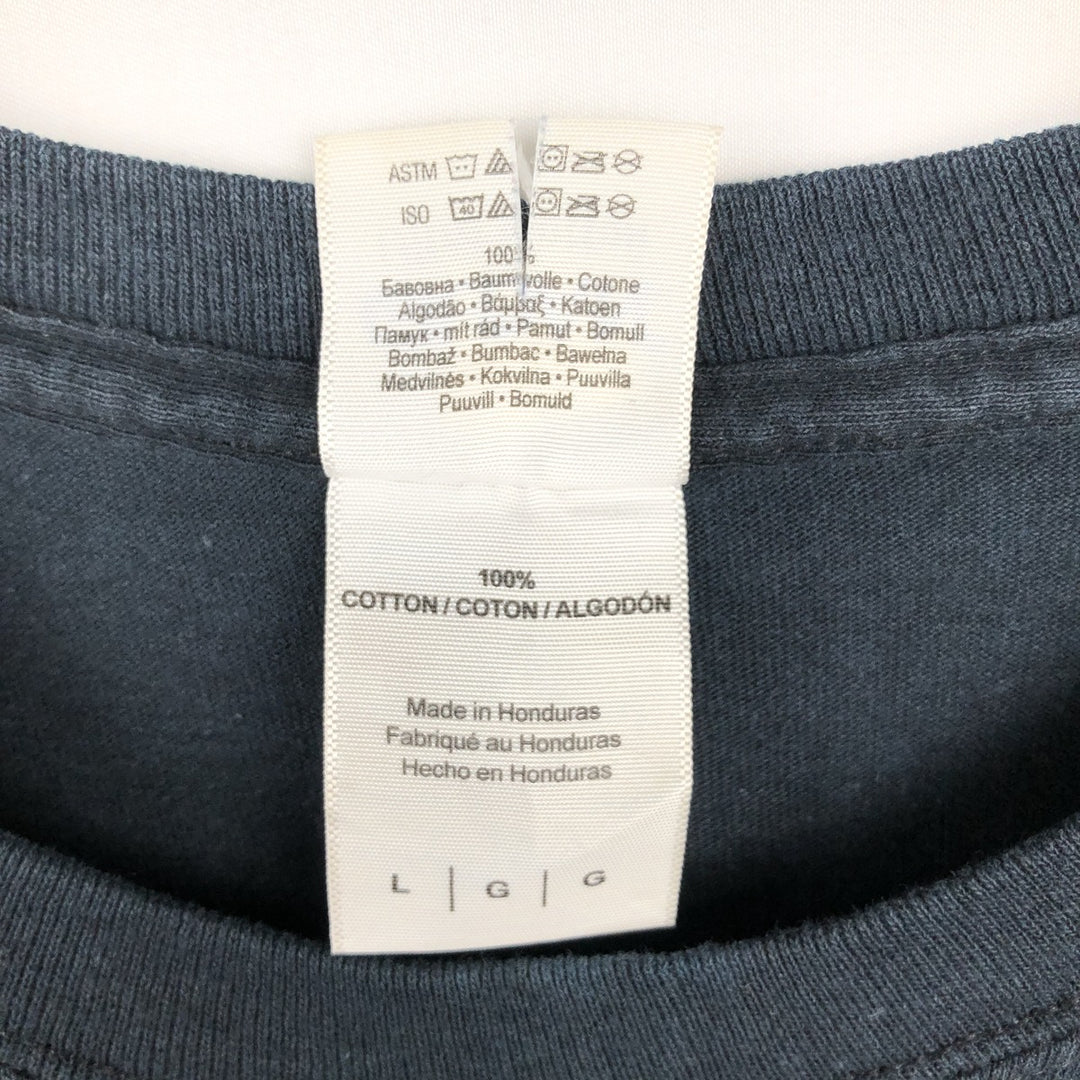 Gildan Men's Long Sleeve T-Shirt (Size L) cotton black type Vintage Second Hand