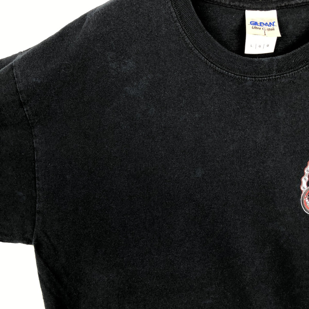 Gildan Men's Long Sleeve T-Shirt (Size L) cotton black type Vintage Second Hand