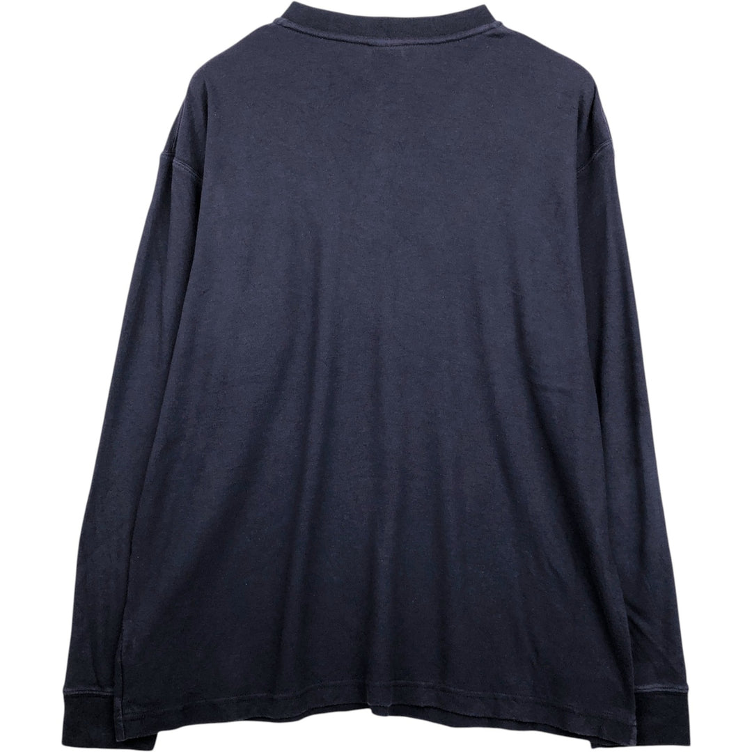 Carhartt FR Series Half-Button Plain Pocket Long-Sleeve T-Shirt (Men's Size L) Modacrylic navy blue type Vintage Second Hand