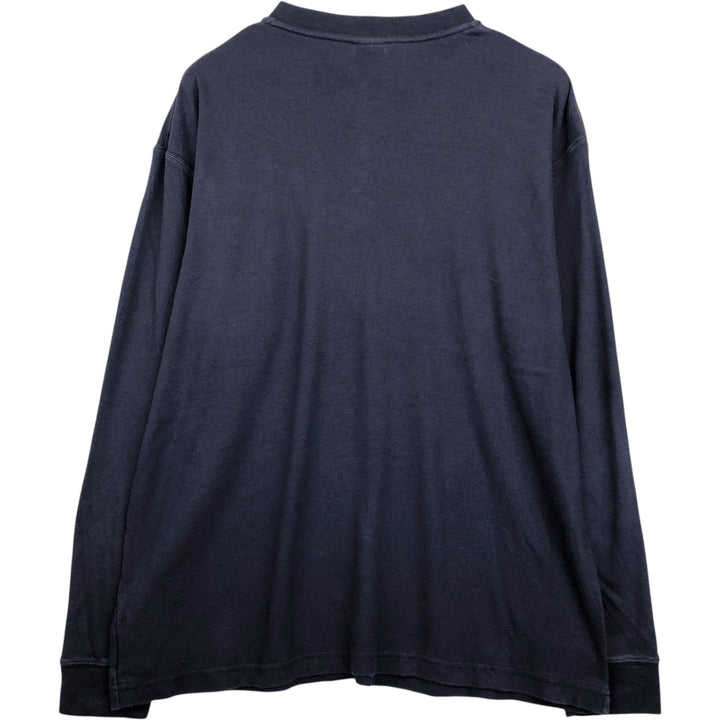Carhartt FR Series Half-Button Plain Pocket Long-Sleeve T-Shirt (Men's Size L) Modacrylic navy blue type Vintage Second Hand