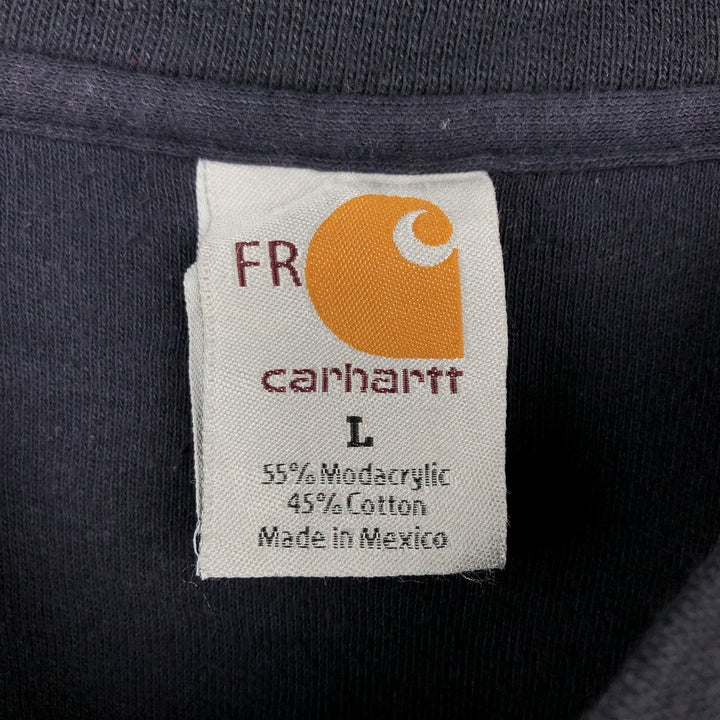 Carhartt FR Series Half-Button Plain Pocket Long-Sleeve T-Shirt (Men's Size L) Modacrylic navy blue type Vintage Second Hand