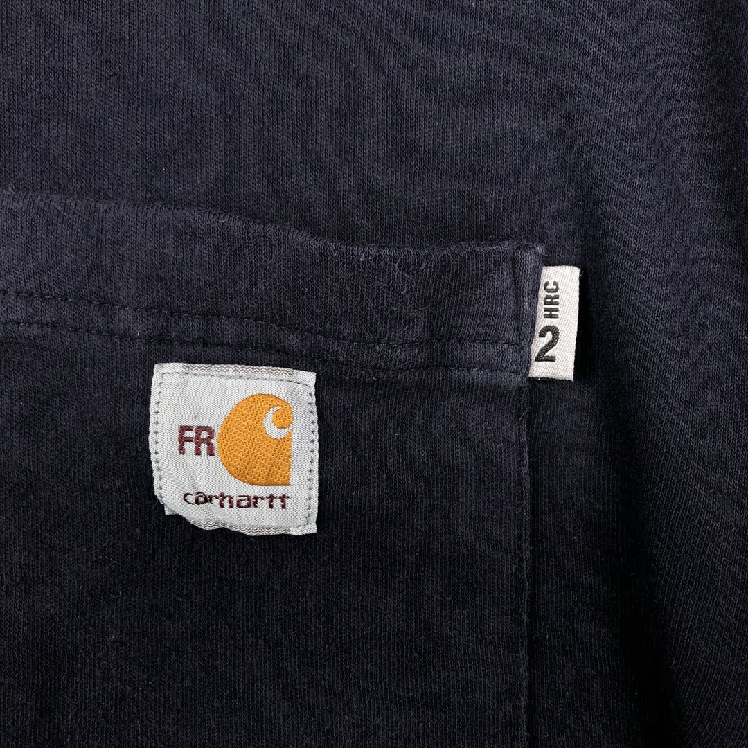 Carhartt FR Series Half-Button Plain Pocket Long-Sleeve T-Shirt (Men's Size L) Modacrylic navy blue type Vintage Second Hand