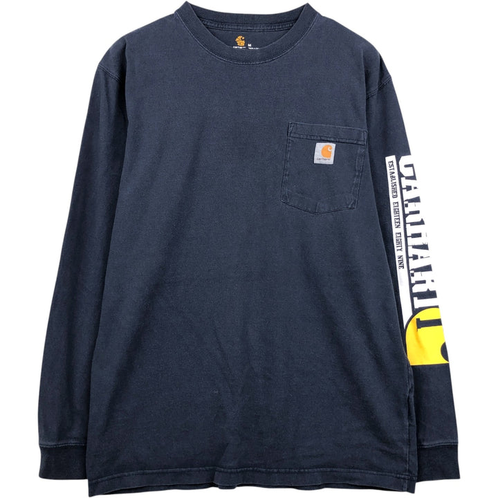 Carhartt long-sleeved T-shirt, men's size M unclear navy blue type Vintage Second Hand