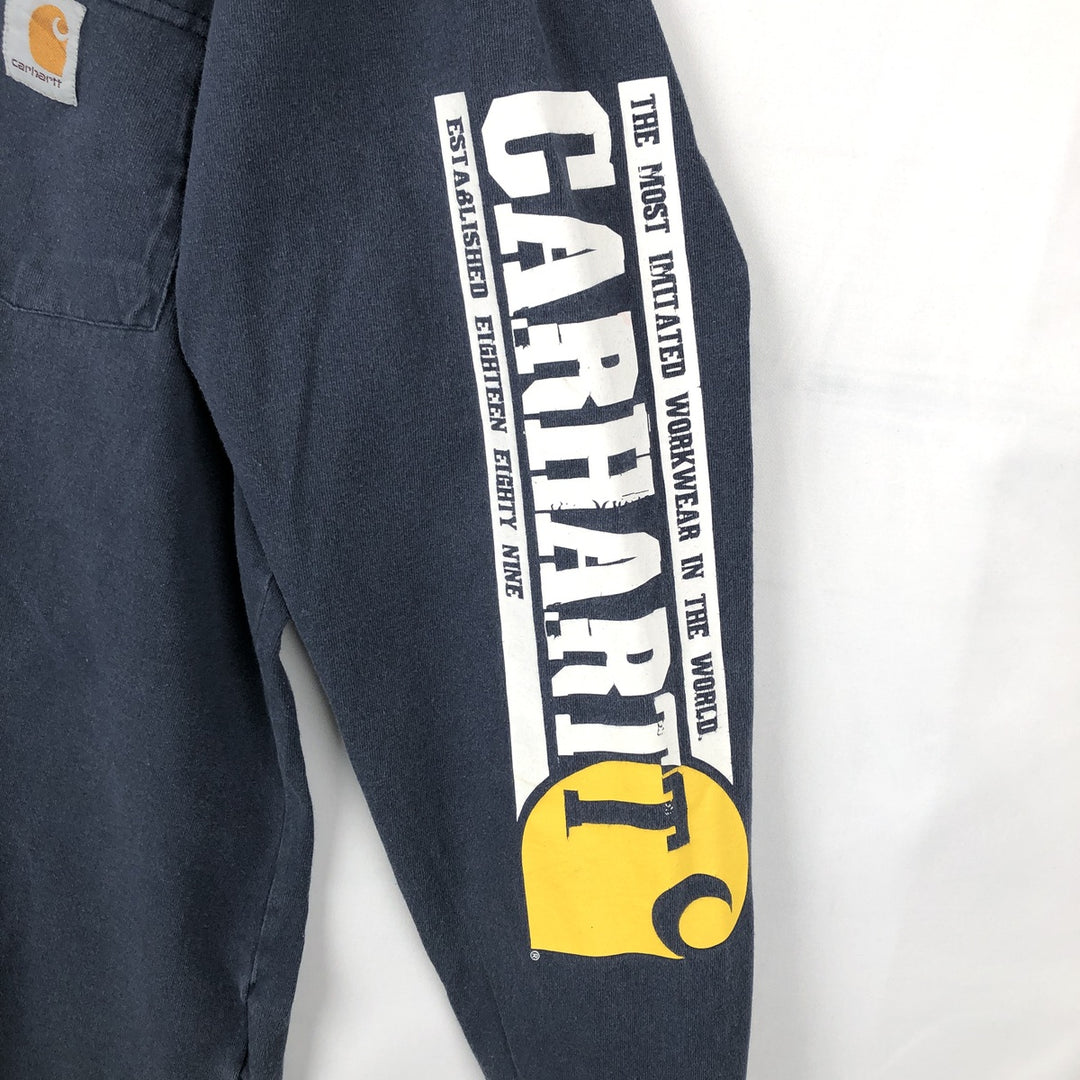 Carhartt long-sleeved T-shirt, men's size M unclear navy blue type Vintage Second Hand