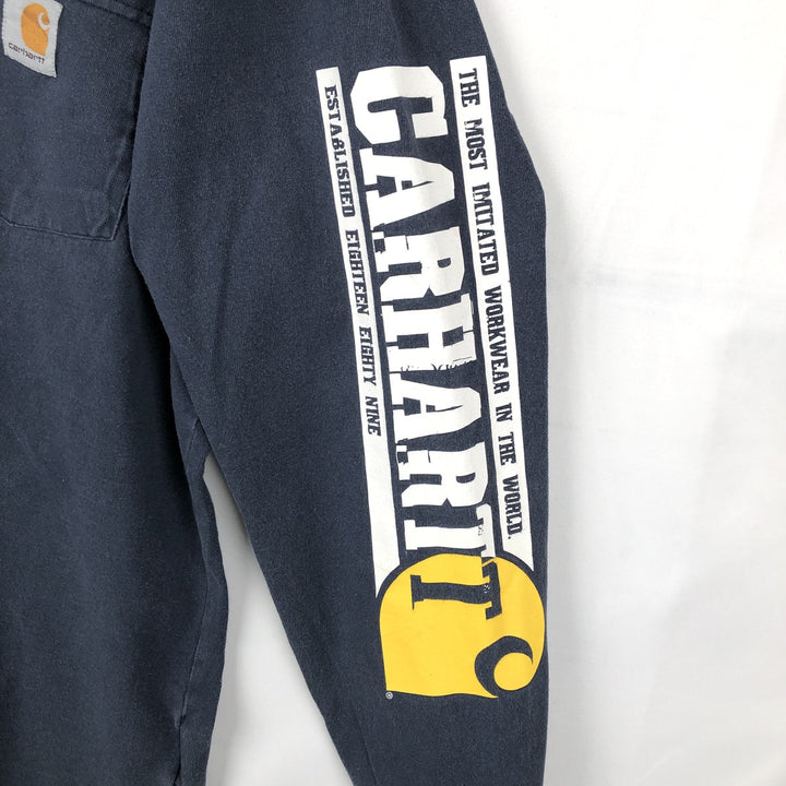 Carhartt long-sleeved T-shirt, men's size M unclear navy blue type Vintage Second Hand