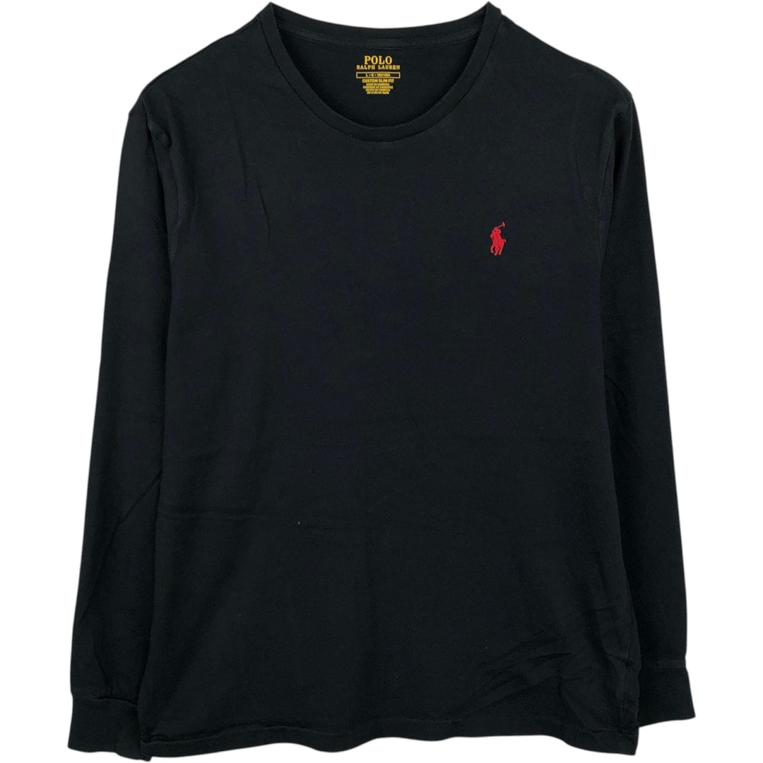 Ralph Lauren POLO RALPH LAUREN long-sleeved T-shirt, men's size L cotton black type Vintage Second Hand