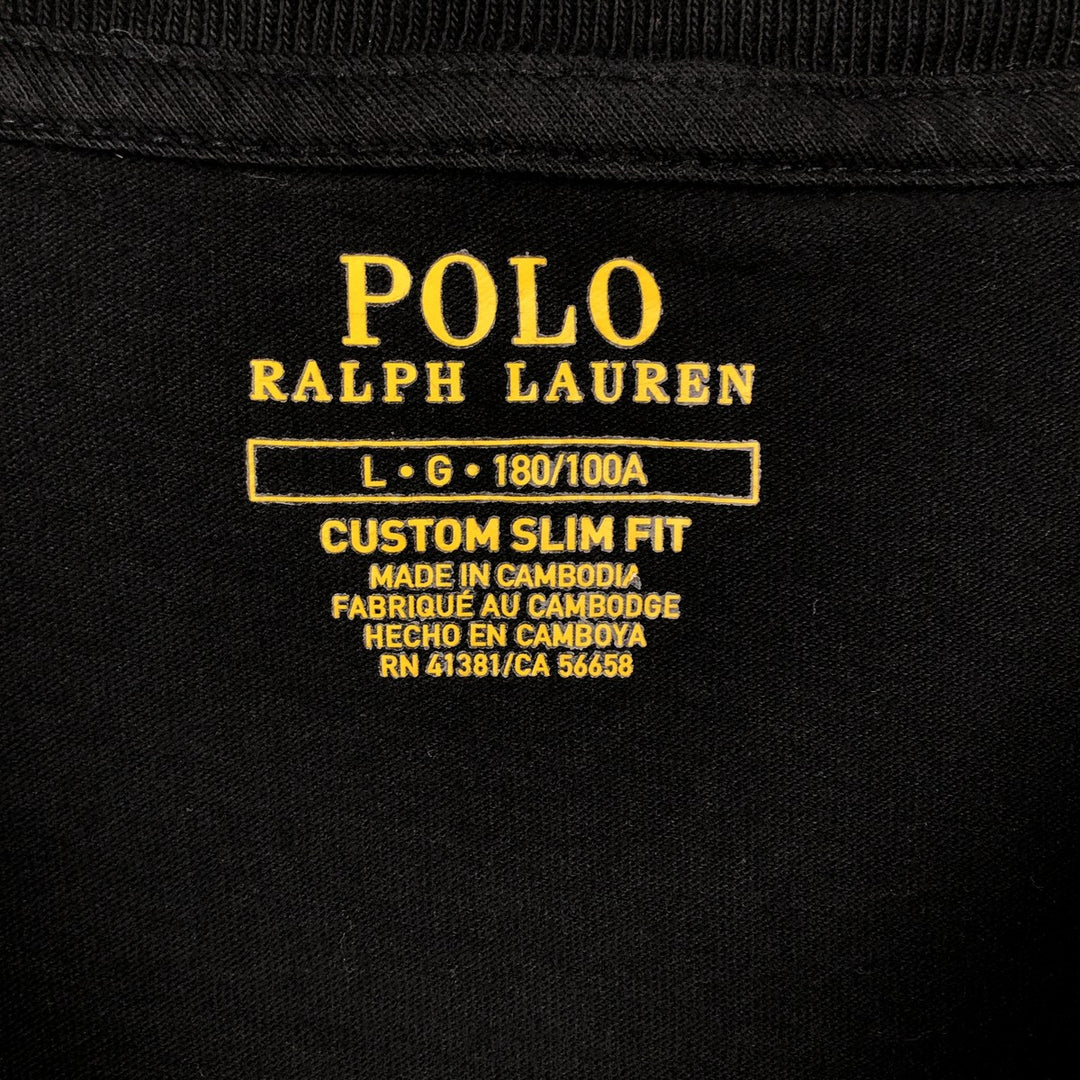 Ralph Lauren POLO RALPH LAUREN long-sleeved T-shirt, men's size L cotton black type Vintage Second Hand