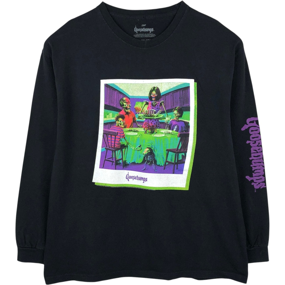 Goosebumps Long-Sleeve T-Shirt (Men's XXL equivalent) cotton black type Vintage Second Hand