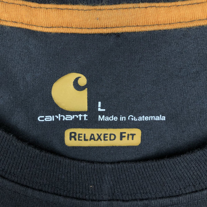Carhartt Relaxed Fit Plain Pocket Long-Sleeve T-Shirt (Men's Size L) cotton black type Vintage Second Hand