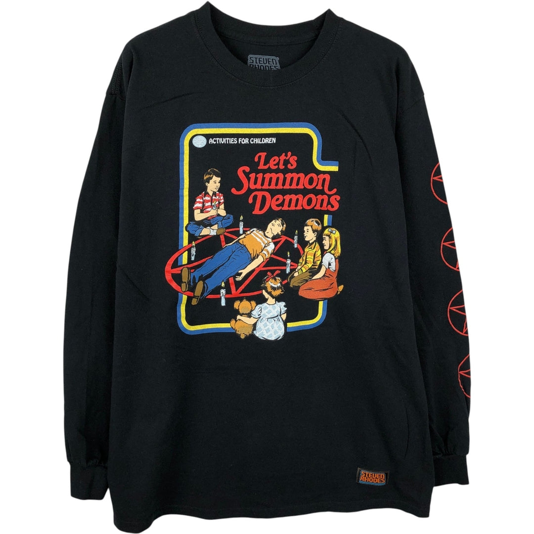 STEVEN RHODES Long-Sleeve T-Shirt (Men's Size L) cotton black type Vintage Second Hand