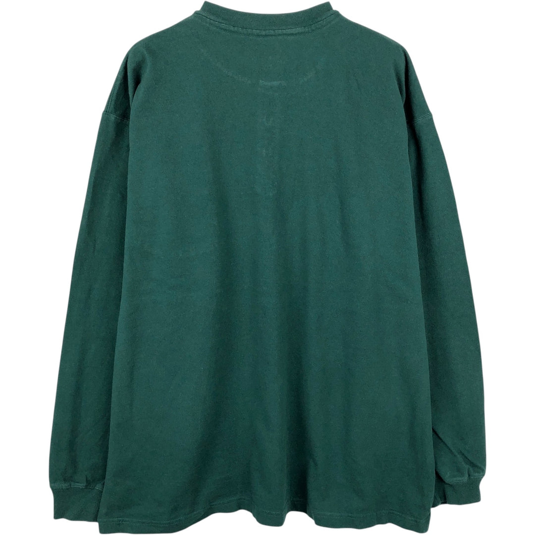 Carhartt Henley neck plain pocket long T-shirt long T men's L size cotton green type Vintage Second Hand