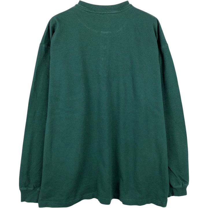 Carhartt Henley neck plain pocket long T-shirt long T men's L size cotton green type Vintage Second Hand