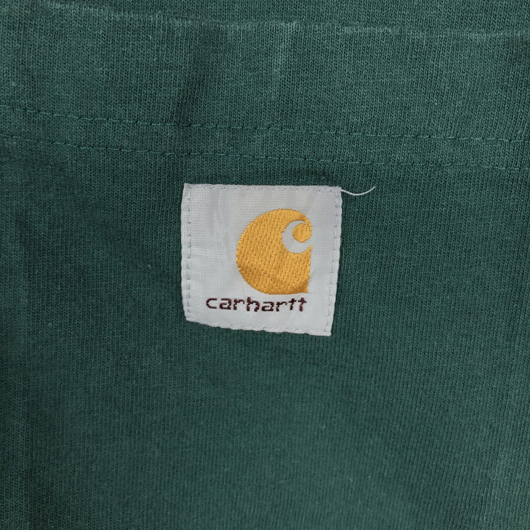 Carhartt Henley neck plain pocket long T-shirt long T men's L size cotton green type Vintage Second Hand